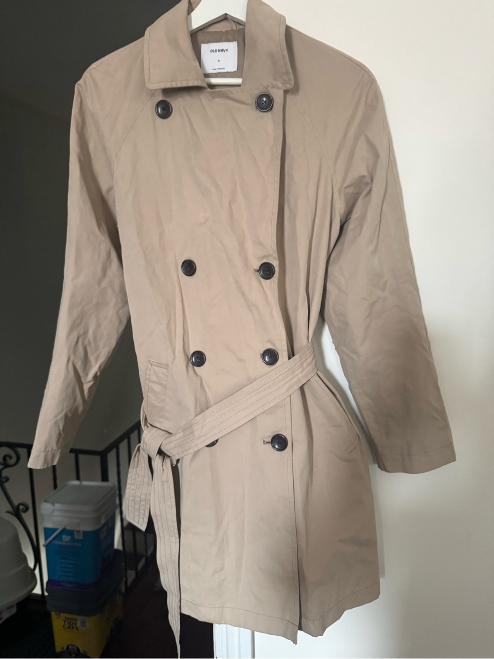 Old Navy Women's Tan Double-Breasted Trench Coat size S